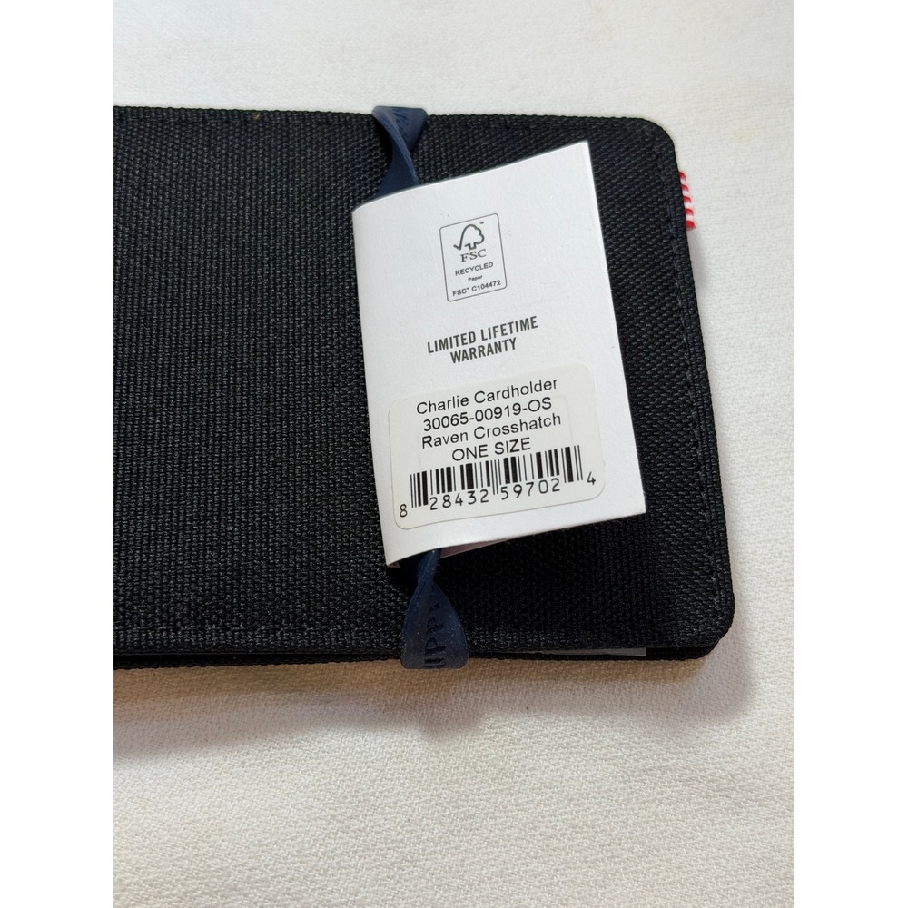 Herschel Supply Co. Charlie Cardholder Mens OS Black Olive NEW Bifold Canvas - Picture 5 of 6